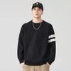 Suéter de tricô listrado para casal, masculino e feminino, estilo old money, gola redonda, camada interna, peça externa, outono e inverno, atacado de fábrica transfronteiriço