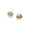 Brincos de prata de lei S990 Estrela coreana zircônia champanhe redonda brincos de prata brincos de beleza personalidade
