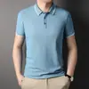 Polo de verano transfronterizo de color liso para hombre, camiseta de manga corta fina, moderna, cómoda y transpirable, informal