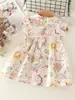 Vestido Novo de Verão para Menina Desenho de Coelho Girassol Estilo Chinês Manga Flutuante Vestido Cheongsam Sudeste Asiático Transfronteiriço
