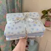 Algodão Waffle Macio Estilo Fresco Conjunto de Quatro Peças Estampa de Desenho Animado Roupa de Cama para Estudante Capa de Edredom Duplo Lençol de Cama para Casa