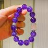 Pulsera de Amatista Púrpura Real Natural de Grano Grande de 12 mm con Contraste de Cristal Rosa y Sentido del Diseño de Boutique