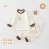 Conjunto de Ropa Interior Cálida de Fibra de Jengibre para Bebé de Cintura Alta Clase A Ropa Interior Cálida de Otoño e Invierno para Bebé Top de Otoño Suave Pegajoso Transpirable Pantalones de Otoño