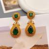 Pendientes de plata 925 con circonitas multicolores estilo retro europeo y americano, diseño exagerado de nicho.
