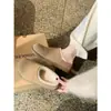 Versão Impermeável de Sapatos Birkenstock de Couro Genuíno para Mulheres no Inverno Mais Sapatos com Pelo Plush, Meio-Sapato Quente Slip-On com Biqueira de Aço, Botas de Neve Meia-Bota e Sapatos de Algodão