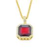 Colar de liga hiphop Hip Hip Square Diamond Ruby Masculino Europeu e Americano Colar Cross-border Supply Hot Selling Joias