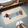 Alfombra de piso de franela con diseño de perro salchicha de dibujos animados transfronteriza para dormitorio, resistente a la suciedad, resistente al desgaste, absorbente, antideslizante, fácil de mantener, felpudo