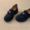 Colección Personal~Estilo Británico Moda Retro Camelia Zapatos Mocasines Slip-On de Suela Gruesa para Mujer Zapatos de Cuero Versátiles