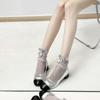 Calcetines con lazo y perlas JK, calcetines de encaje, calcetines Lolita de primavera y verano, calcetines Mary Jane con volantes franceses.