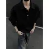 Cleanfit Suéter Gola Henrique Masculino Primavera e Outono Estilo Americano Retrô Camisa Polo Duffy Fashionável Solto Manga Longa Roupa Íntima
