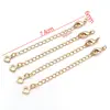 50mm Chapado en Cobre Color Oro Real 18K Retención de Color Corazón Sólido Broche de Langosta con Cadena de Cola de Colgante Cadena de Extensión de Collar DIY Ajuste