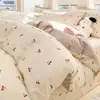 Juego de ropa de cama de cuatro piezas de algodón puro, funda de edredón 100% algodón, sábana, juego de tres piezas para dormitorio, sábana bajera, nuevo modelo 2025