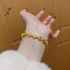 Pulseira de Mahjong Puzosifeng Estilo Ouro Areia Treze com Flores Desabrochando, Joia de Tendência Nacional Nicho Atratora de Sorte para Presentear