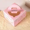 Caixa de Embalagem para Bolo de Aniversário Portátil de 4 polegadas com Janela, Caixa Pequena Doméstica para Bolo e Mousse, Caixa Portátil de Papel para Assar, Caixa para Queijo