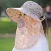Nuevo Sombrero de Pescador de Ala Ancha Anti-UV de Verano para Mujer con Chal, Lujo Ligero, Versátil, Hace que la Cara Parezca Más Pequeña, Se Puede Atar en una Cola de Caballo