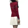 Camisa base de tricô elegante com blocos de cor, gola redonda, mangas compridas para mulheres, adequada para outono e primavera, novo suéter interno de corte slim, top versátil