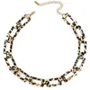 Nuevos Productos Transfronterizos Europeos y Americanos Exagerados Sexy Estampado de Leopardo Cuadrado Geométrico Pendientes Collar Joyería de Temperamento