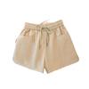 Shorts de piel pu de cintura elástica para mujer otoño e invierno 2024 último corte relajado adelgazantes casuales versátiles de pierna ancha para llevar por fuera de las botas