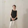 Camisola sin mangas suelta y versátil de lino para mujer, para el verano 2025, 95% Lino