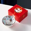 Conjunto de Tigelas e Hashis Coloridos Subglaceados Boêmios Transfronteiriços Conjunto de Tigelas de Cerâmica Abertura da Tigela Utensílios de Mesa Caixa de Presente Atacado Pequenos Presentes