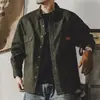 Camisa de herramientas retro pesada de estilo americano, camisa de caza holgada de manga larga para hombre, chaqueta de entrenador de otoño para hombre
