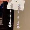 Pendientes Largos Geométricos con Borlas de Circonita Super Brillantes para Mujer, Gama Alta, Lujo Ligero, Pendientes Personalizados, Modernos, Versátiles y Elegantes