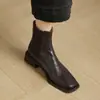 Estilo Novo 2025 Couro de Cabra de Primeira Camada Salto Espesso de 4cm, Botas Slim de Uma Perna da Moda e Versáteis, Botas Femininas de Luxo Acessível, Peça Única Dropshipping