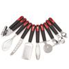 Juego de utensilios de cocina, cepillo, cepillo para queso, rueda para pastel, cuchillo, mango de plástico, batidor de huevos, cuchillo para pizza, rallador, piezas varias