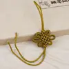 Nudo Doble Línea Nudo Largo Nudo Ping An Seda de Hielo Rayón Borla Fleco Flecos Joyería Accesorios Hechos a Mano Nudo