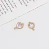 Cobre zircônia micro-cravada geométrico redondo amor quadrado pingente pendente único pendente duplo acessórios de conexão para brincos pulseira DIY material