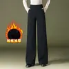 1039 Pantalones Vaqueros de Pierna Ancha con Felpa Interior para Mujeres de Edad Media Ropa Infantil Angora Rojo de Pierna Recta Tallas Grandes Casual
