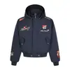 26538 High Street Estilo Americano Otoño/Invierno Motociclista Punk Chaqueta Bordada Diseño Hombres Corte Holgado Capucha Desmontable Abrigo