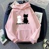 Sudadera con capucha para mujer, nueva transfronteriza, forrada de felpa, otoño e invierno, nueva, combinable con todo, gato de dibujos animados, estudiante, talla grande, holgada, casual, top