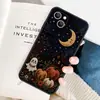 Capa de Celular Bordada Halloween Casa Lua Abóbora Fantasma para iPhone 14, Capa Macia com Toque Fosco para Apple 17PM