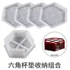 Amapola DIY Patrón de Tablero de Ajedrez de Resina Rectangular Hexagonal Redondo Posavasos Caja de Almacenamiento Pad de Rejilla Molde de Silicona