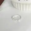 Anel Tiqi Prata Pura 999 Trevo da Sorte de Quatro Folhas para Mulheres, Anel Aberto Flor Vazada Estilo Coreano, Design de Nicho de Alta Qualidade