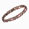 Pulseira Magnética Cravejada de Diamantes Ouro Rosa para Mulheres, Pulseira Ajustável, Pulseira de Bronze Ouro Rosa Temática de Amor para Casais Atacado