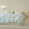 Juego de ropa de cama de algodón 100% tejido, cepillado, minimalista y lujoso, de color liso, que incluye funda de edredón, sábana plana, sábana bajera y funda de almohada