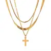Colar Cruz de Aço Titânio Série Venda Quente Transfronteiriça Corrente da Clavícula Ouro 18K Não Desbota Luxo Acessível Joias de Nicho