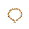 Yuebao Joias Prata Esterlina S925 Banhado a Ouro Cristal Amarelo Torre Contas Redondas Cabaça Oca Moeda Elegante Branco Novo Pulseira Chinesa