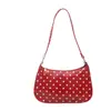 Bolsa de Axila Retro com Bolinhas de Grande Capacidade Design de Nicho Bolsa Pequena de Mão em Couro Patente Brilhante Bolsa de Ombro Transversal