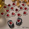 Nueva Joyería para Manicura Corazón Rojo Diamante Aleación Diamante Manicura Gota de Agua Corazón Uña Metal Usable Joyería para Uñas