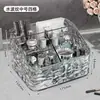 Prateleira de armário com espelho, caixa de armazenamento de cosméticos transparente, porta-objetos, organizador de mesa em acrílico com padrão de ondas d'água