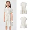 Ropa Infantil Balabala Vestido para Niñas 2025 Nuevo Verano Niños Grandes Vestido Floral Pintado a Mano Delgado Transpirable Elegante