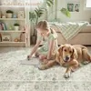 Alfombra Lavable Imitación Cachemir Persa Transfronteriza, Alfombrilla Lavable para Mesita de Noche de Dormitorio, Alfombra para Sala de Estar Doméstica Resistente a Manchas y al Desgaste