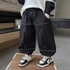 Pantalones de Otoño para Niños con Costuras Expuestas Primavera y Otoño 2025 Estilo Coreano Pantalones Cargo Lisos de Moda para Niños Pantalones Largos para Bebé Comercio Exterior