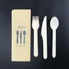 Cuchillo, Tenedor y Cuchara Desechables de Madera Set de Cubiertos de Madera Cuchara para Helado Cuchara para Postre Empaque Individual Cuchara de Madera para Llevar Vajilla Ecológica