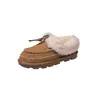 Botas de Nieve de Suela Gruesa Transfronterizas para Mujer Altura Baja 2026 Nuevo Estilo de Invierno Cuero y Piel Integrados Casual Cálido Zapatos Peludos del Noreste