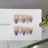 Daiyueda Unhas Vestíveis Puras Feitas à Mão Nova Coleção Outono e Inverno B275 Patch de Manicure Olho de Gato Elegante Esculpido Pintado à Mão Puro