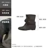 Botines estilo francés, suaves, con lazo tipo patchwork para mujer, nueva colección otoño/invierno 2026, punta redonda, diseño retro, con correas, efecto adelgazante, botines de moda